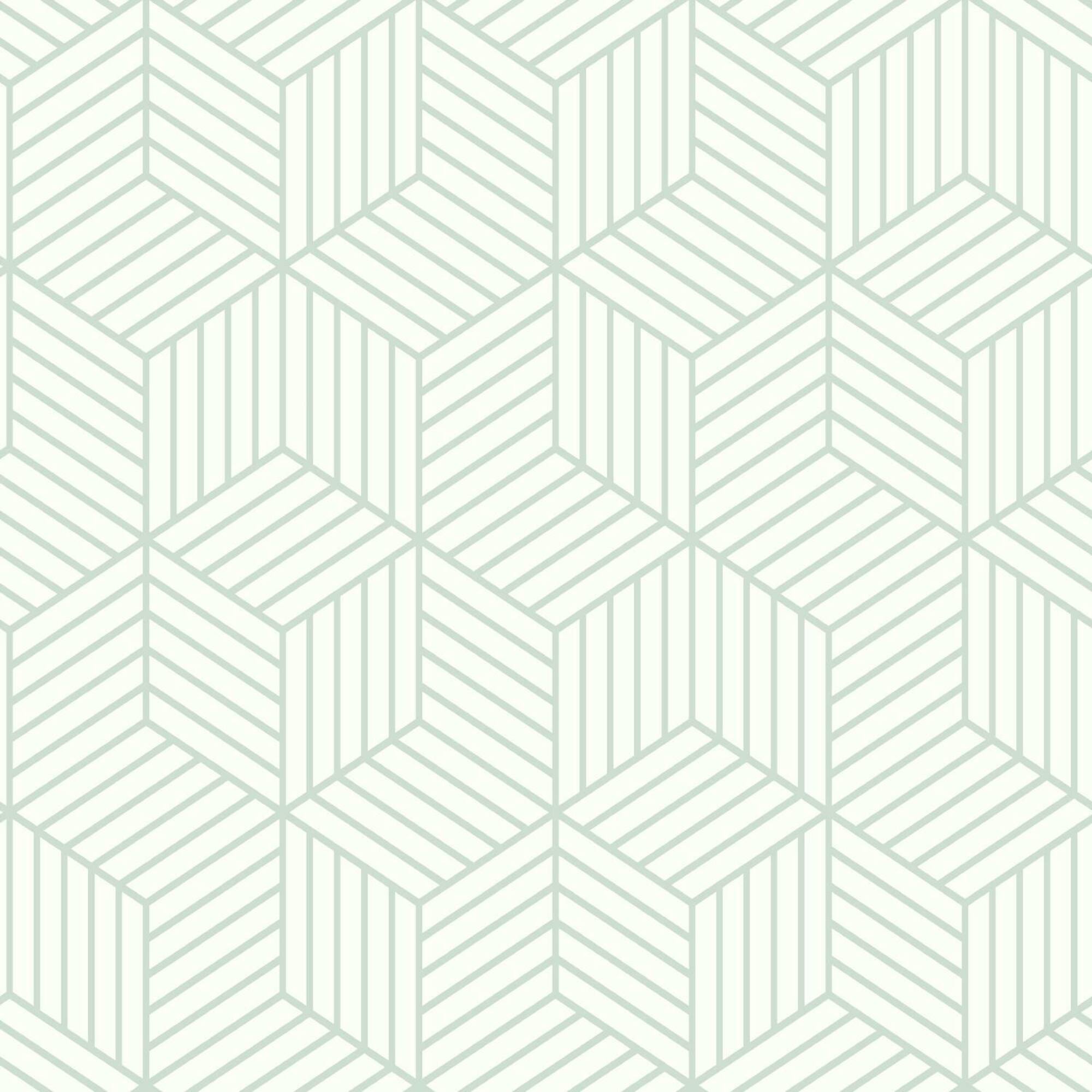 RoomMates Striped Green & White Hexagon Peel & Stick Wallpaper